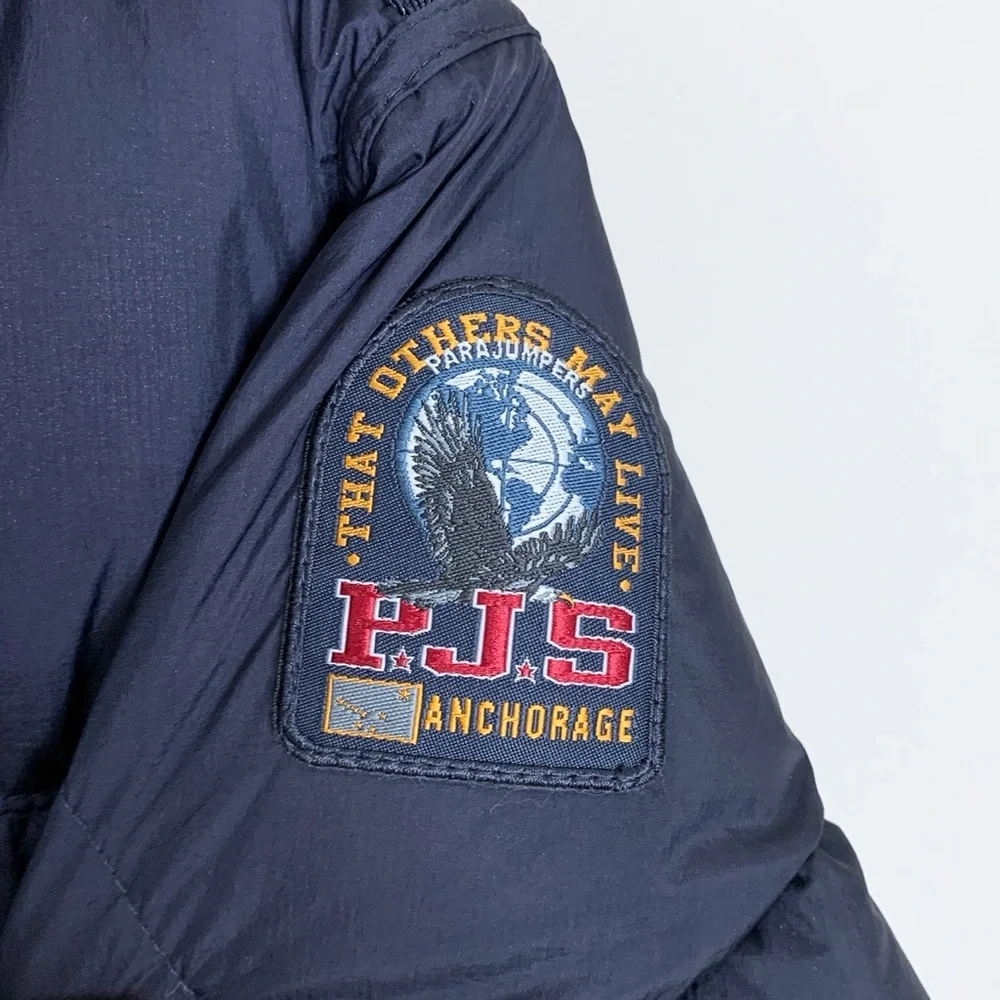 Parajumpers Panda Long Down Jacket (Sz L) Hooded Puffer Coat Navy - Picture 6 of 16